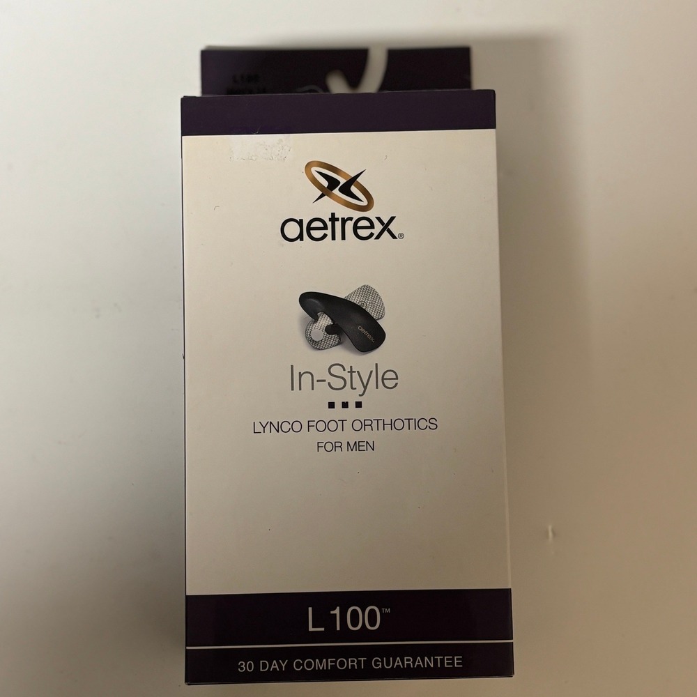 Aetrex L100 In-Style Lynco Foot Orthotics Men 14 Black Leather Arch Support